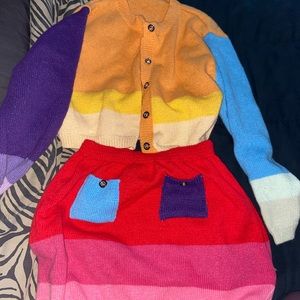 Cute colorful 2 piece sweater and skirt set